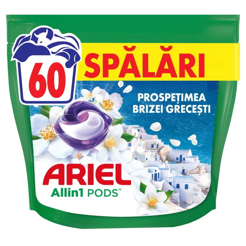Detergent de rufe capsule Ariel Allin 1 PODS Fresh Breeze of Greek Island, 60 Spalari