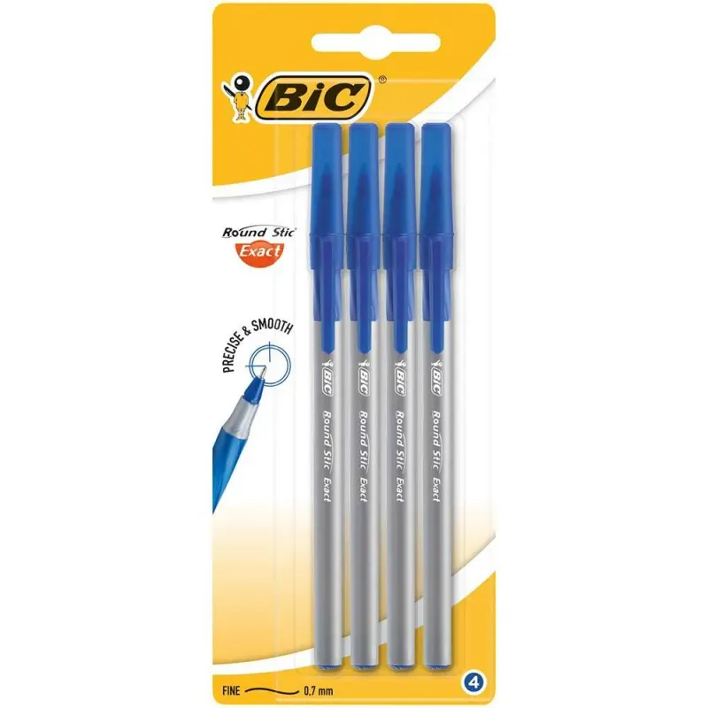 Pachet pixuri Bic Round Stic Exact albastru punga cu 4 bucati