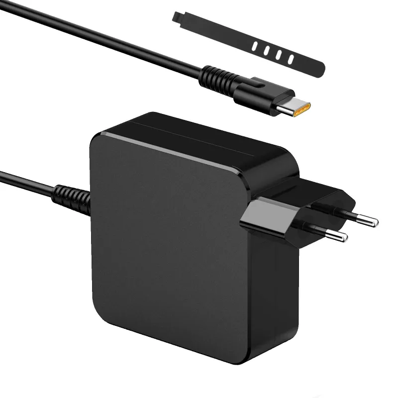 Incarcator, SINBINTA, Incarcator laptop, Cu legatura de cablu din silicon cu patru gauri de 95 mm, 65W, 20V 3.25A, Cablu 1.7 m, Incarcare rapida, Rezistent, Pentru laptopuri cu port Type-c, PC, 75*75*28mm, Negru