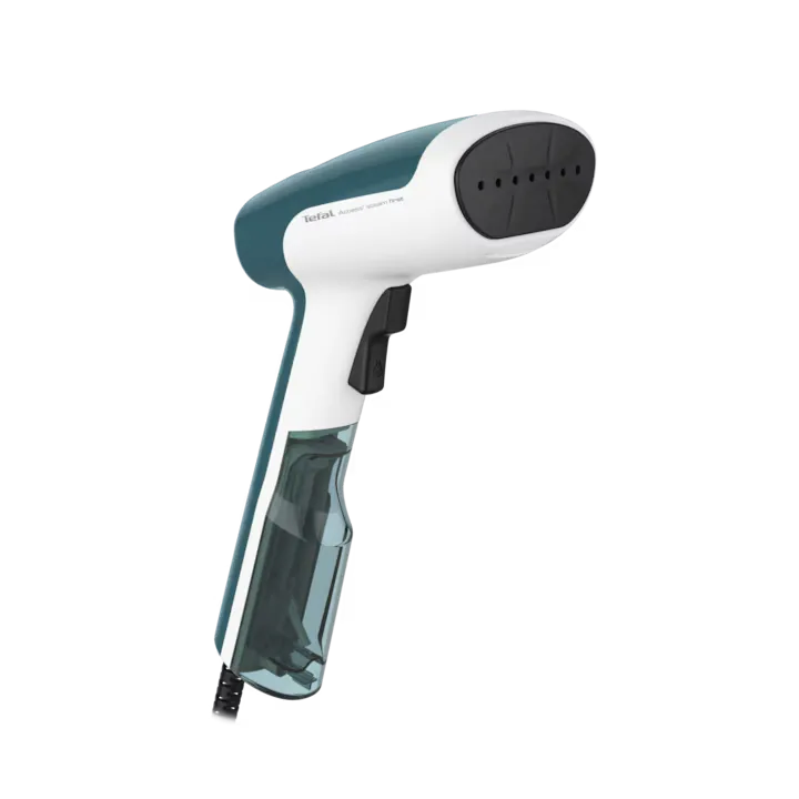 Aparat de calcat vertical cu abur Tefal Access Steam First DT6131E0, 1300W, abur variabil 0-20 g/min, rezervor apa 70 ml, incalzire rapida in 15s, functie auto OFF, perie tesaturi, alb/albastru