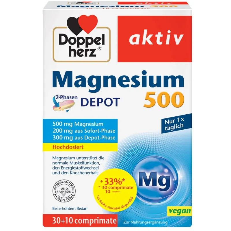 Doppelherz Aktiv MG 500mg, Pachet 30+10 comprimate
