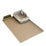 Covoras impermeabil dublu strat pentru litiera pisicii, 75 × 55 cm– solutia practica pentru o zona mereu curata. Bej
