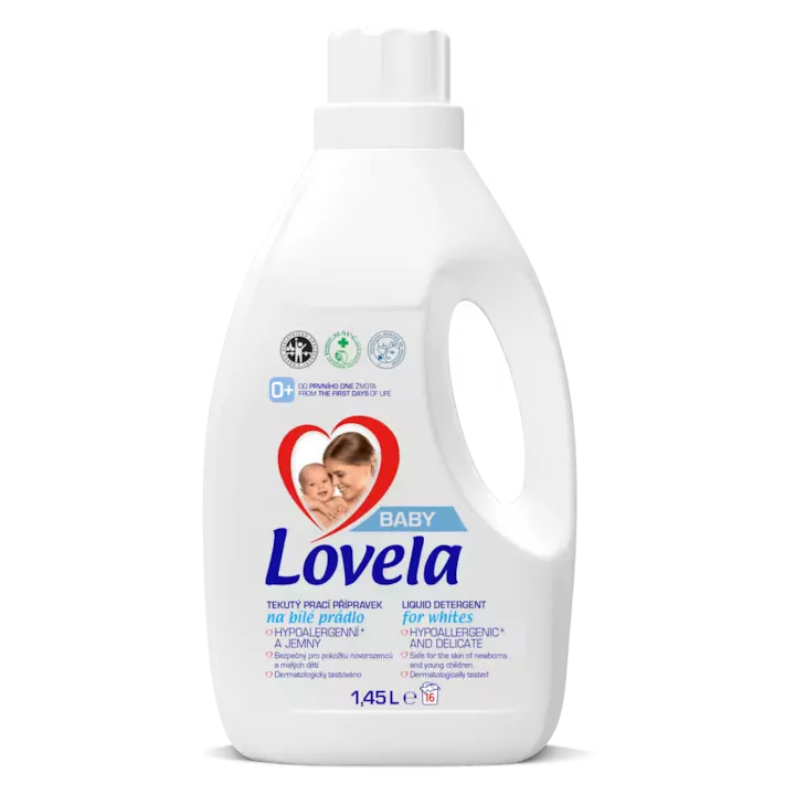 Detergent lichid Lovela Baby, pentru rufe albe, 16 spalari, 1.45L