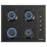 Plita Incorporabila Rustica Hausberg HB-575RST, 4 arzatoare, Gaz, 60 cm, Negru
