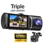 Camera Auto Video Tripla De Bord DVR Loosafe® Road Team Pro, Extra Full HD 1290p, Inregistrare Bucla, HDR, Vedere Noaptea, Inregistrare Interior, Camera Marsarier, Monitorizare Parcare, Senzor Coliziune, Negru