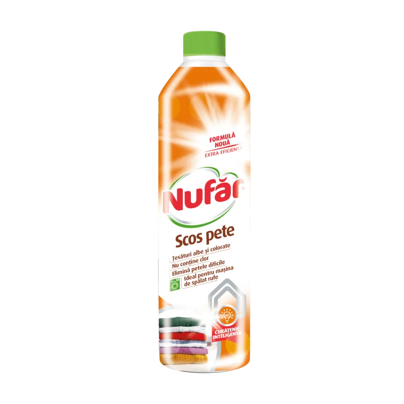 Solutie scos pete pentru tesaturi albe si colorate fara clor Nufar, 1l