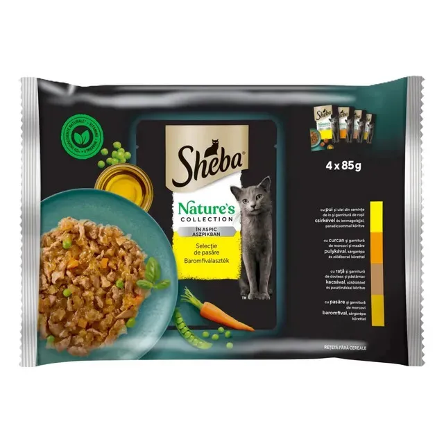 Hrana umeda pentru pisici adulte Sheba Nature's Collection, selectie de pasare, 4 x 85 g