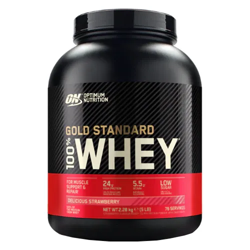 Proteine din zer, pudra proteica Optimum Nutrition, ON 100% Whey Gold Standard, aroma capsuni, 2.04kg