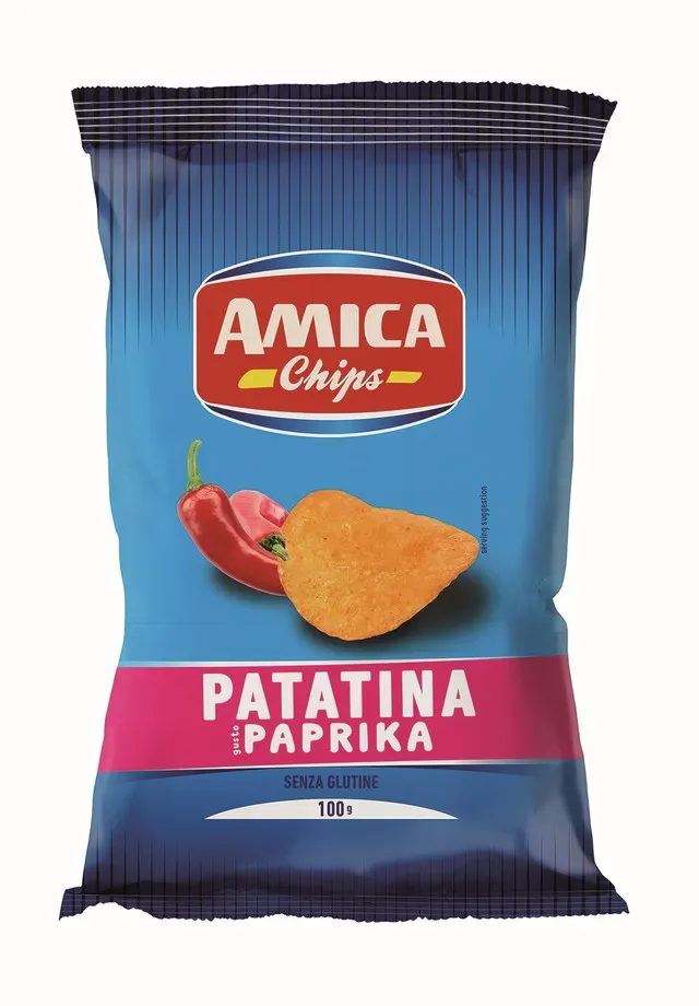 Chipsuri cu paprika fara gluten Amica, 100 g