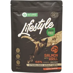 Hrana uscata pentru pisici sterilizate, cu somon si krill 400g