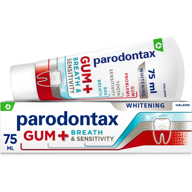 Pasta de dinti parodontax, Gum+ Breath & Sensitivity Whitening, 75 ml