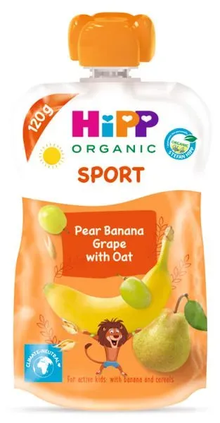 Piure de pere, banana, struguri si ovaz Hipp, de la 1 an, 120 g