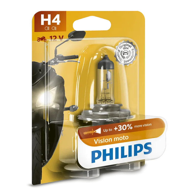 Bec Moto Vision Philips +30% H4 12V blister, 1 bucata