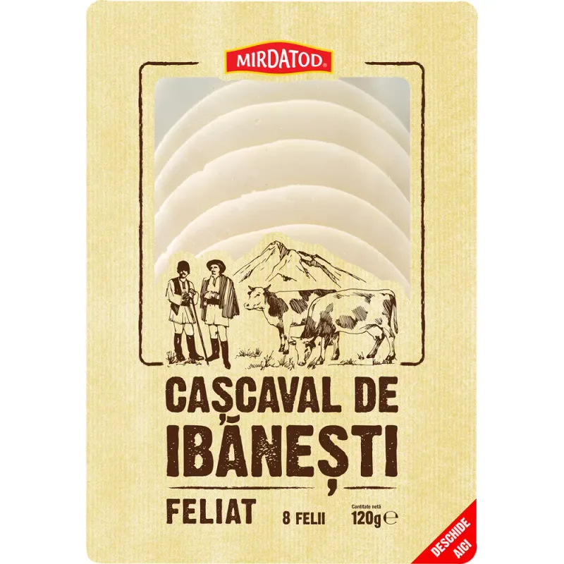 Cascaval de Ibanesti Mirdatod, feliat, 120 g