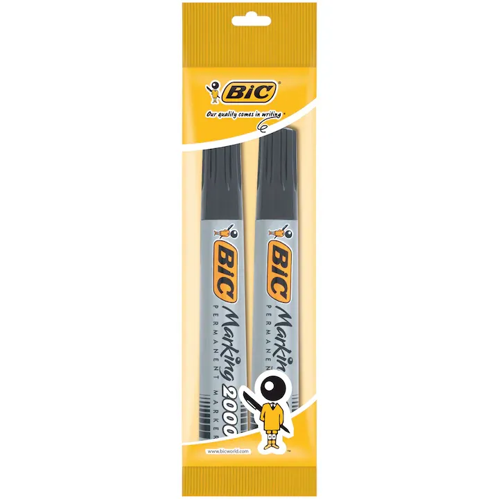 Set 2 bucati marker BIC permanent 2000, negru