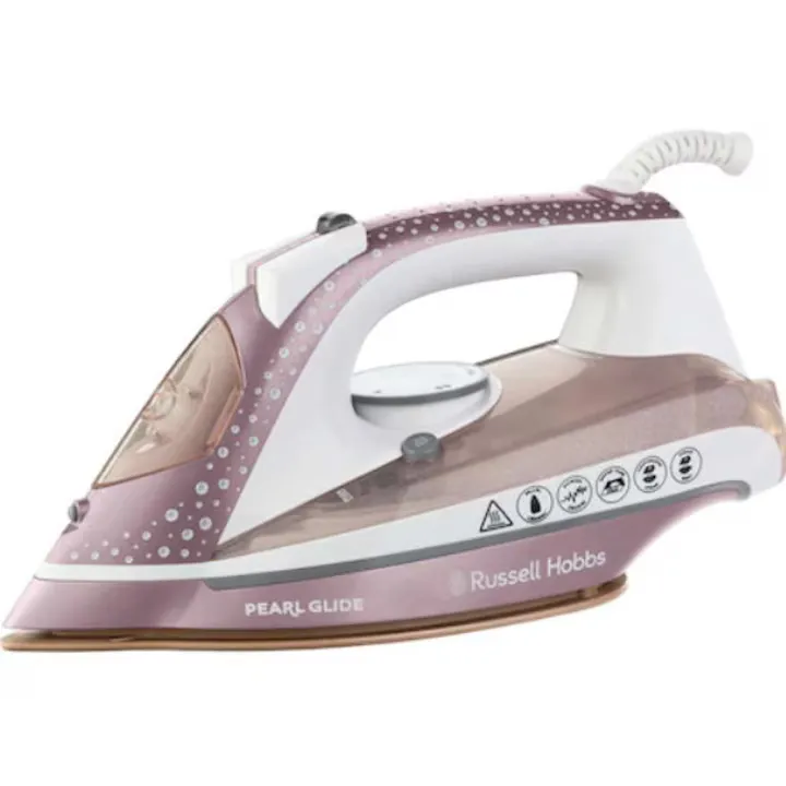Fier de calcat Russell Hobbs Pearl Glide Rose 23972-56, 2600 W, Auto-curatare Roz/Alb