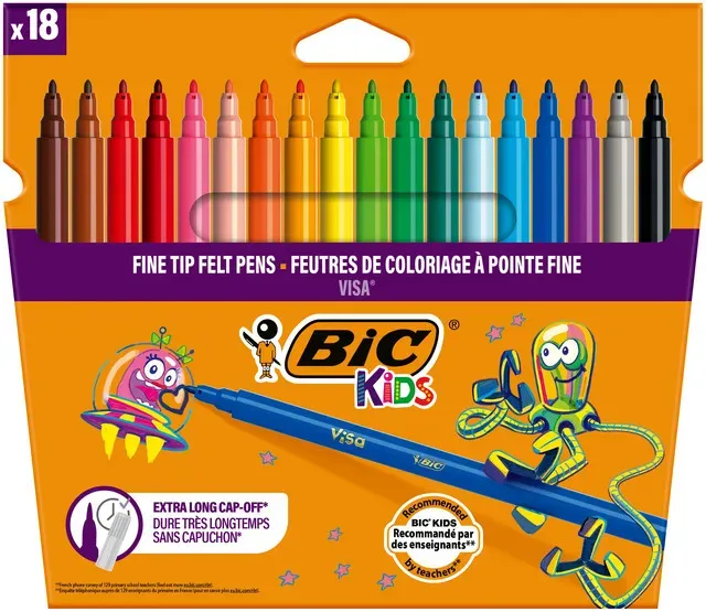 Set markere colorate lavabile Bic Visa pachet cu 18 bucati