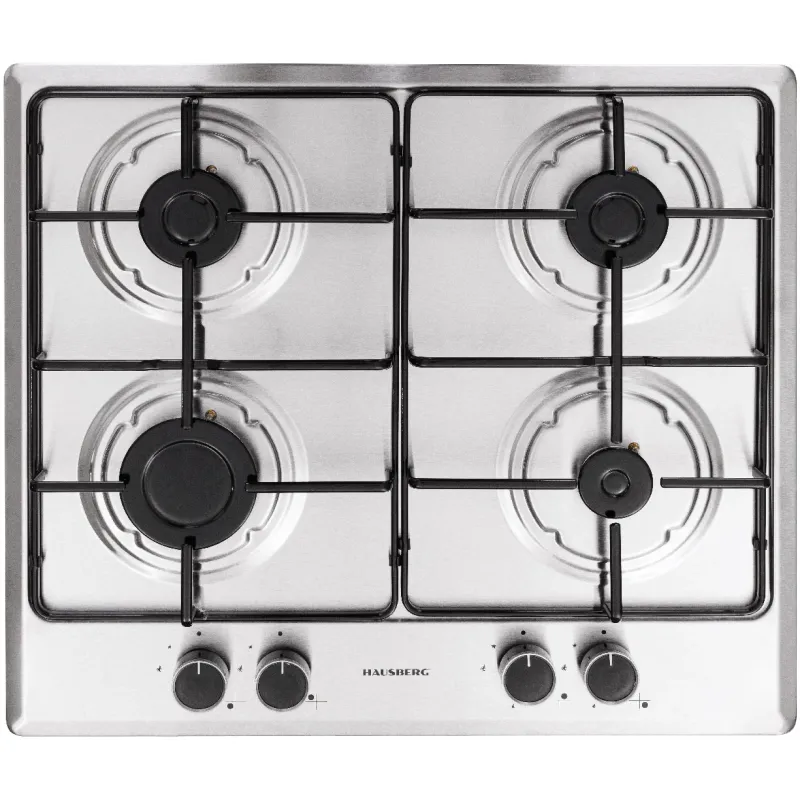 Plita incorporabila Hausberg HB 555, Gaz, 4 arzatoare, Sistem siguranta, Inox