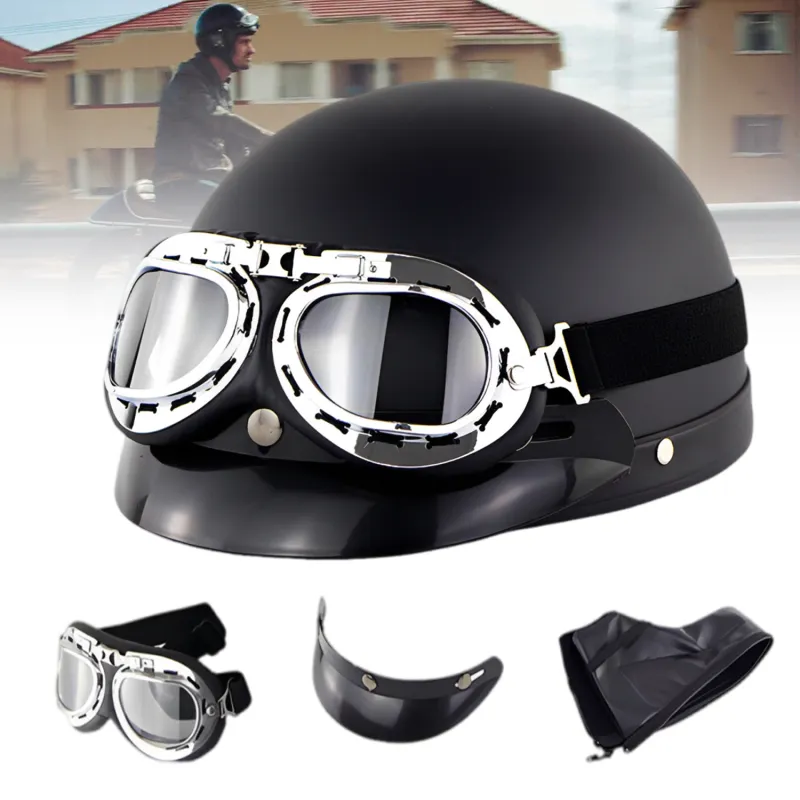 Casca protectie moto cu ochelari integrati, lynker, Unisex, Potrivit pentru purtarea circumferintei capului: 54-60 cm, Protectie UV, Ventilatie buna si permeabilitate la aer, usor de curatat, Negru