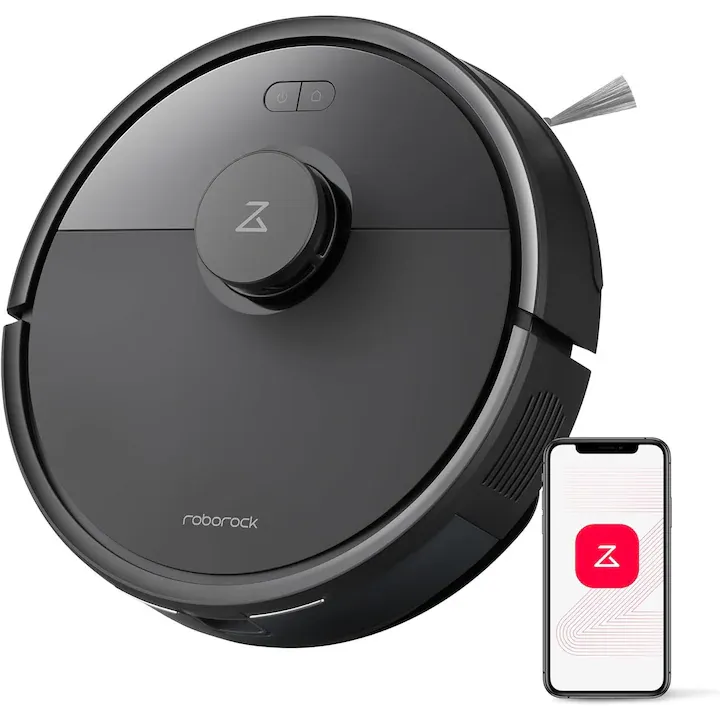 Robot de aspirare Roborock Q7 L5, 8000 Pa, Modernizat de la Q5 Pro, Sistem dual anti-incurcare, Navigare LiDAR, Zone interzise, Aspirator robot cu auto-incarcare, Negru