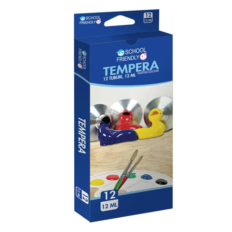 Set de 12 culori tempera, tub 12 ml