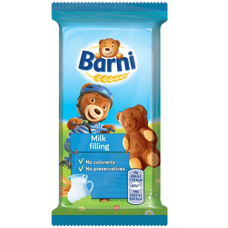 Prajitura cu umplutura cu crema cu ciocolata cu lapte Barni, 30 g