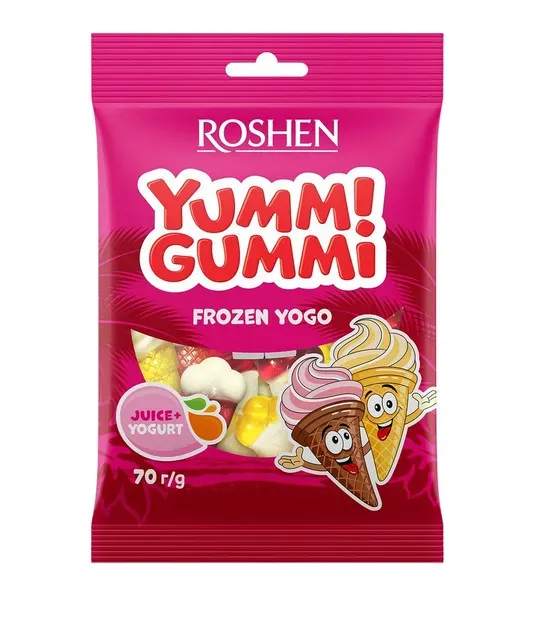 Jeleuri in forma de inghetata Roshen Yummi Gummi Frozen Yogo, 70 g