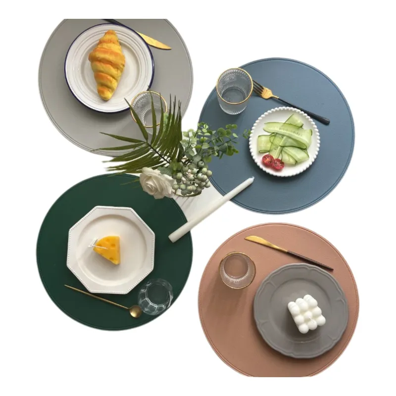 Set 4 suporturi pentru farfurie, 38 cm, PVC, impermeabile, antialunecare, rotunde, Multicolor