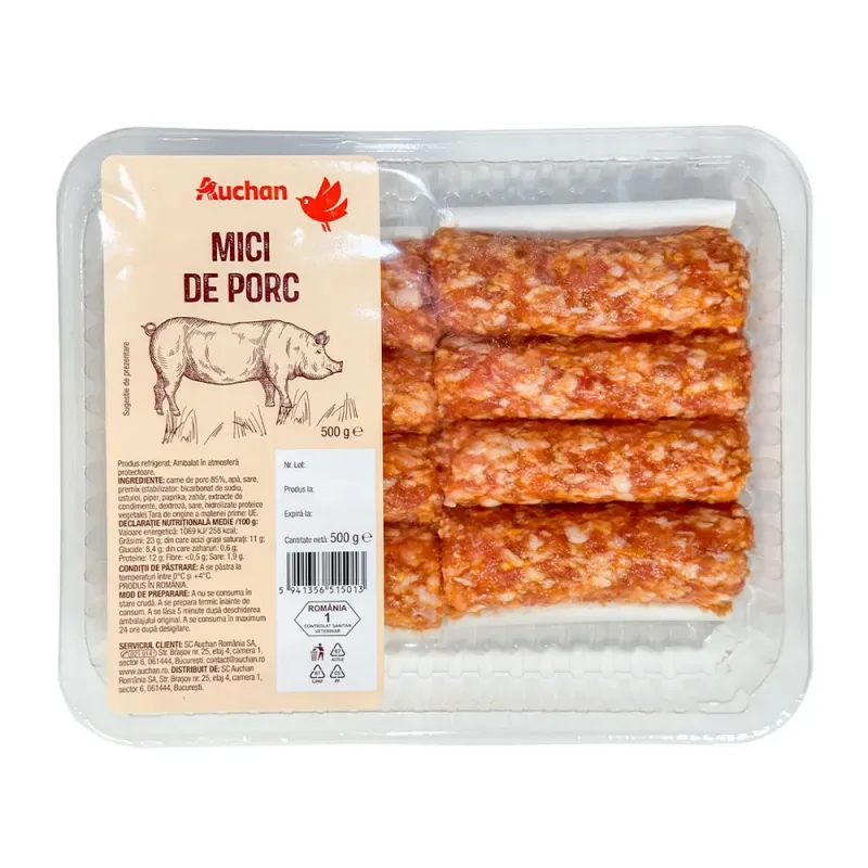 Mici de porc Auchan, 500 g