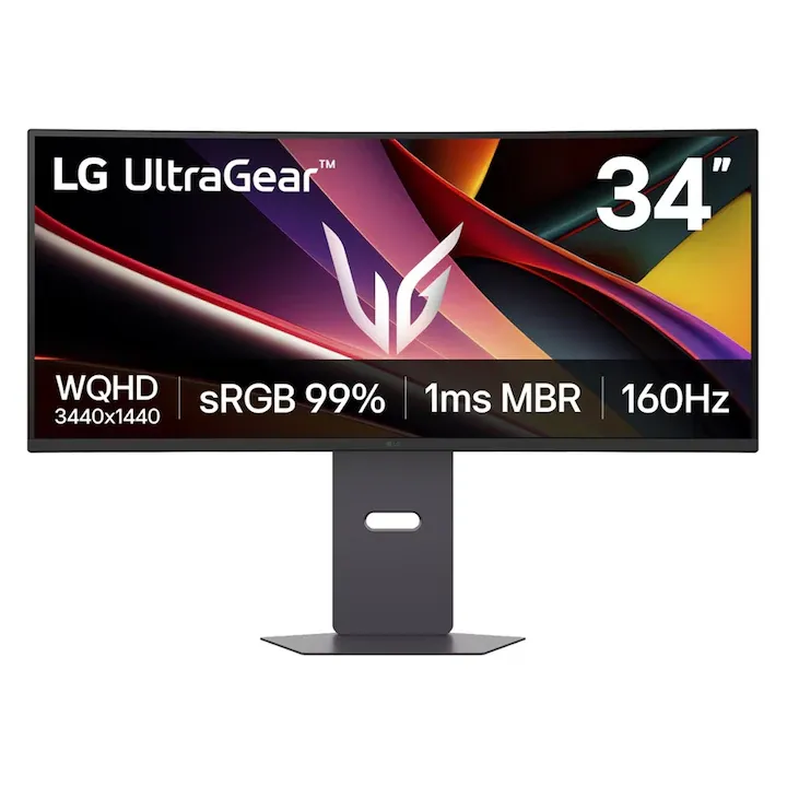 Monitor Gaming VA LED LG 34" 34G600A-B, WQHD 3440 x 1440, HDMI, DisplayPort, Ecran curbat, Boxe, 160 Hz, 1 ms Negru