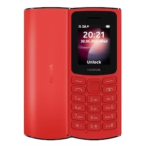 Telefon mobil 2G, Nokia, model 105 2021, design cu taste mari, dual SIM,Frumoasa, rosie