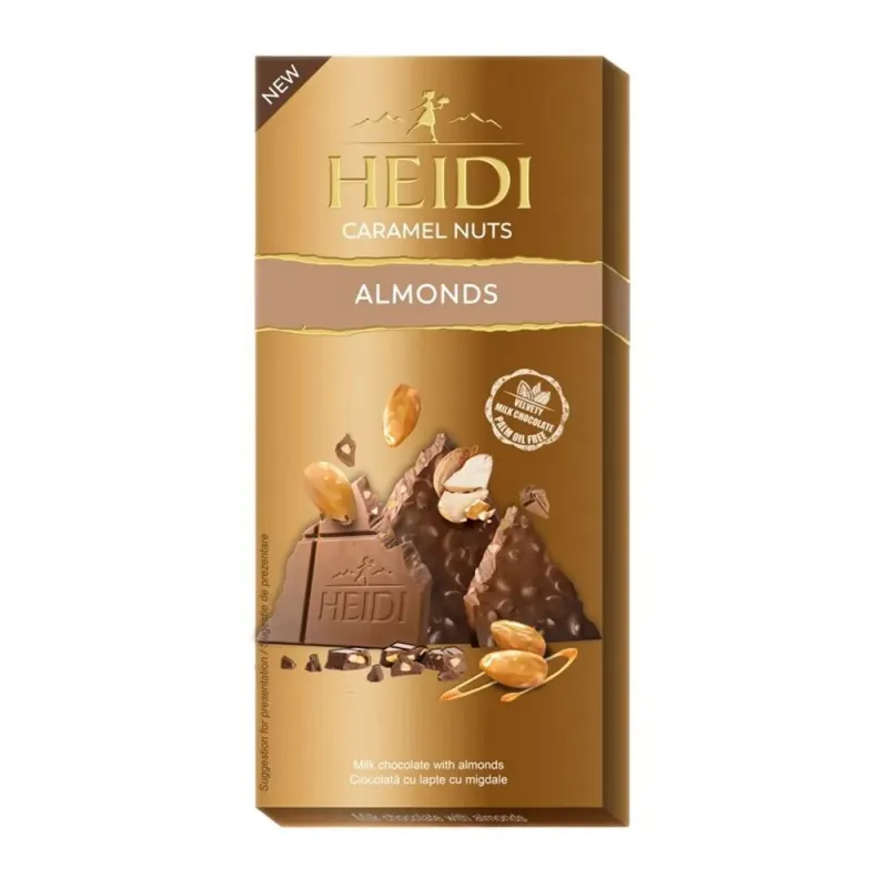 Ciocolata cu migdale si caramel Heidi, 80 g