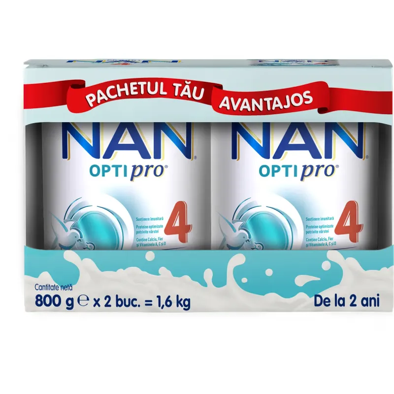 Lapte de crestere Nestle NAN Optipro 4, 2+ ani, 2 x 800g