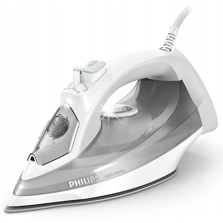 Fier de calcat cu abur Philips, model DST5010/10, 2400W, 160g, alb-gri, 332x137x167mm