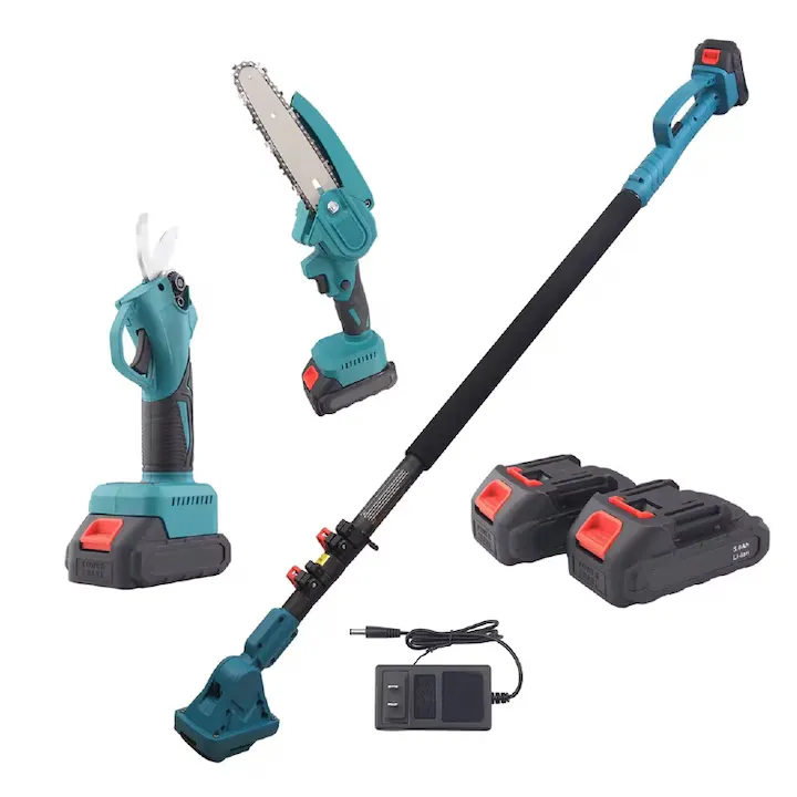 Set Mini Drujba cu Tija Telescopica Extensibila + Foarfeca de Gradina Profesionale SUPER TRENDS®, 2 Acumulatori 48V, 2 in 1 Pentru Taieri Precise in Gradina, Tija Extensibila de 2,13 m