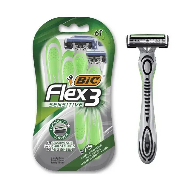 Aparat de ras BIC Flex 3 Sensitive, 3 lame, gri-verde