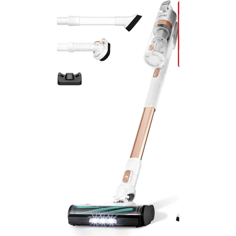 Aspirator vertical fara fir LEVOIT LVAC 200, Autonomie 50 Min, Iluminare LED, 180W, Container 0.75 L, Filtru HEPA 5 Stadii, ALB-GOLD