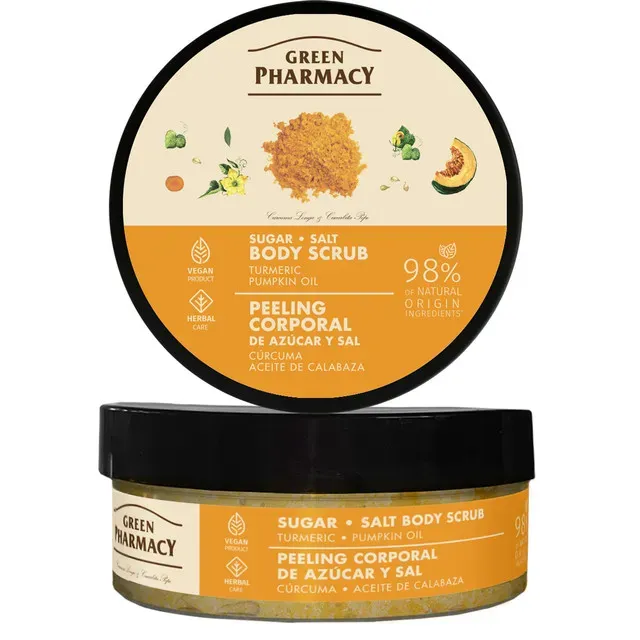 Scrub de corp Green Pharmacy Turmeric si ulei de dovleac, 225 ml