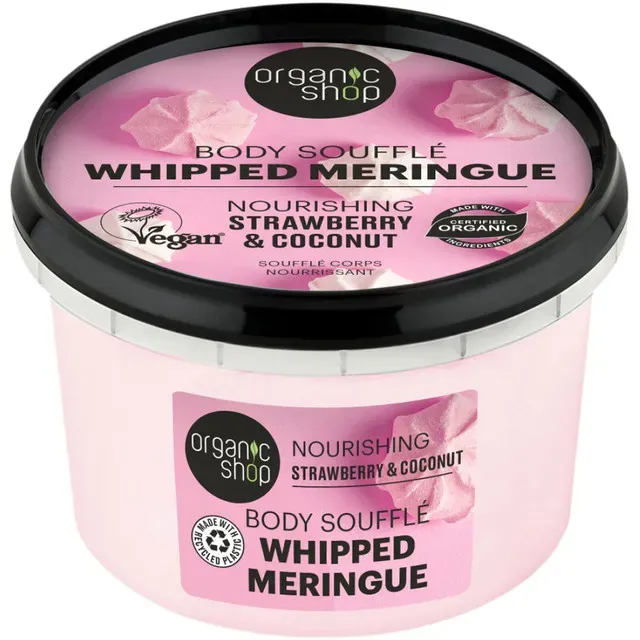 Souffle de corp cu capsuni si cocos Organic Shop Whipped Meringue, 250 ml
