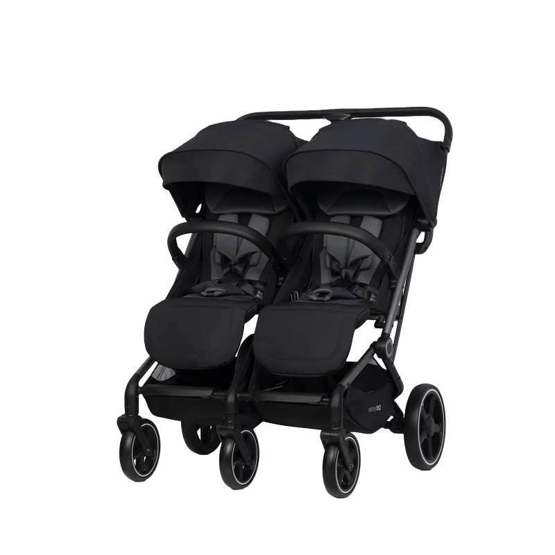 Carucior de gemeni sau frati de varsta apropiata EasyGo Echo ultrapliabil, usor si manevrabil, omologat EN1888, Ebony Black