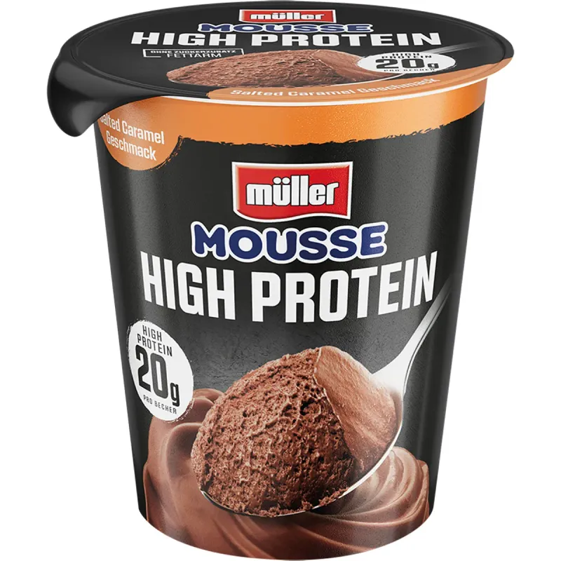 Mousse proteic cu aroma de caramel sarat Muller High Protein, 200 g