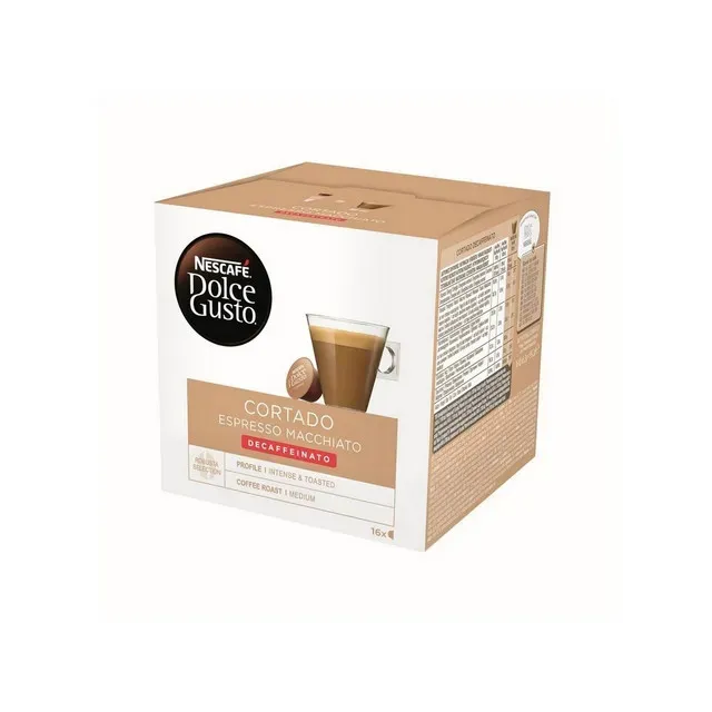 Capsule cafea decafeinizata Nescafe Espresso Macchiato, compatibile Dolce Gusto, 16 capsule