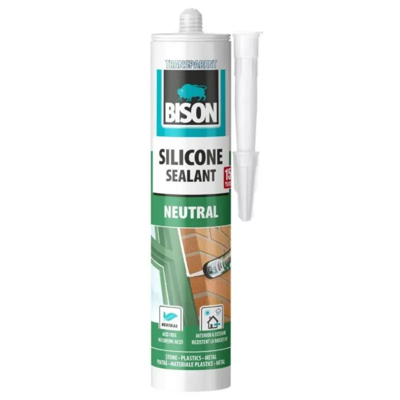 Silicon universal Bison Neutral, rezistent la apa, transparent, interior, 280 ml | Dedeman