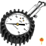 Manometru de inalta precizie pentru presiunea anvelopelor auto, Ronyes, Rotatie de 360 de grade, portabil, Metale, 60psi, Negru