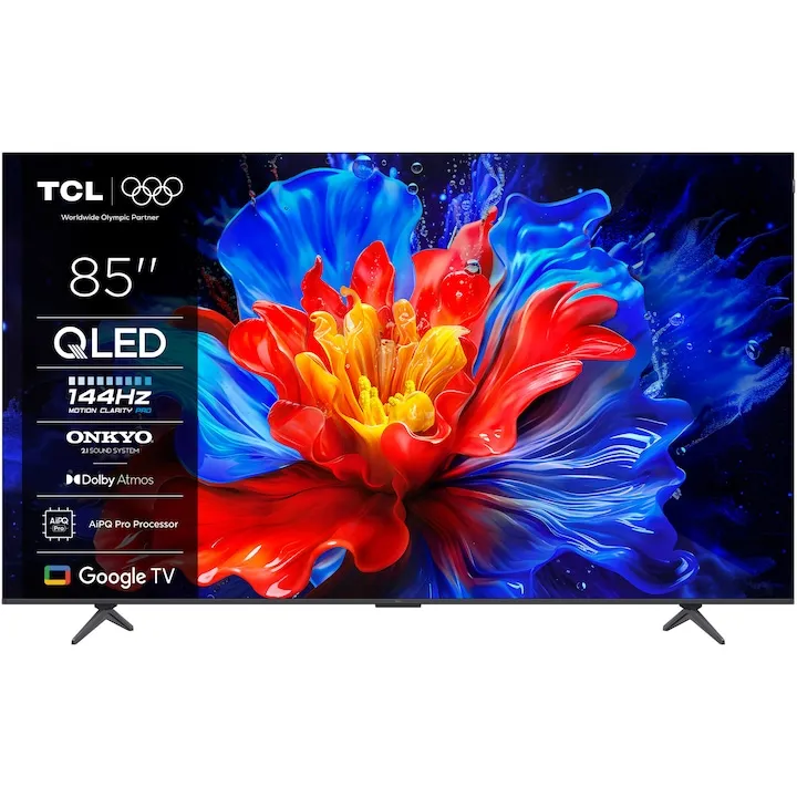 TCL QLED 85P8K, 214 cm, Smart Google TV, 4K Ultra HD, 100Hz, Clasa F