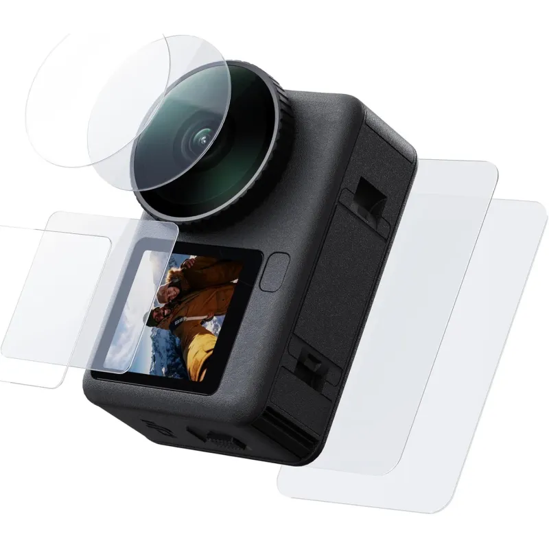 Folii de Protectie TELESIN pentru DJI Osmo Action 6 (2 Seturi), Protector din Sticla Securizata pentru Obiectiv/Ecran Fata/Ecran Spate, Accesorii DJI Osmo Action 6, Duritate 9H, Anti-Zgarieturi, Anti-Amprente, Fara Bule (3+3 Piese)