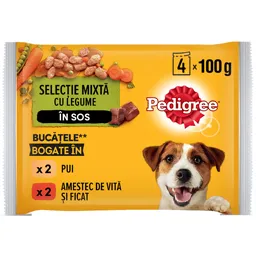 Hrana completa pentru caini adulti cu pui si legume si vita si legume 4x100g