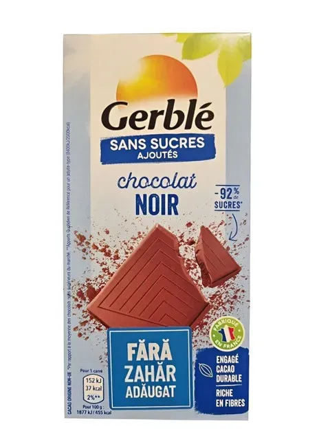 Ciocolata neagra Gerble, fara zahar adaugat, 80 g
