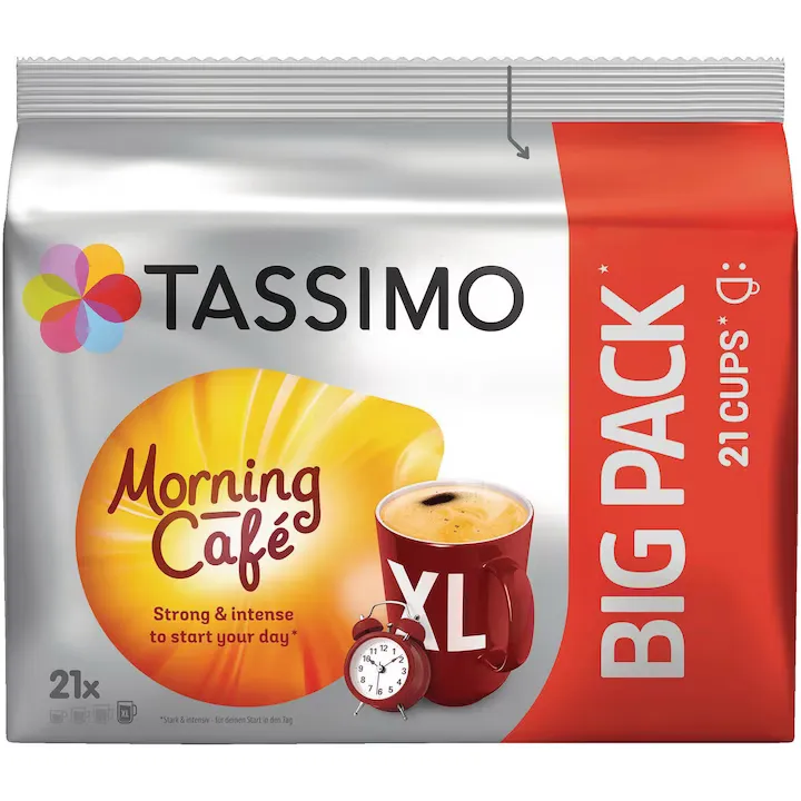 Capsule cafea, Tassimo Morning Cafe, Big pack, 21 bauturi x 215 ml, 21 buc, 163.8 g
