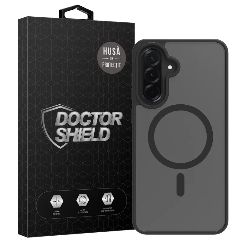 Husa de Protectie, Compatibila Samsung Galaxy A56, Doctor Shield Fantom, MagSafe - Negru